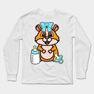 Cute Hamster Gender reveal - its a boy Long Sleeve T-Shirt